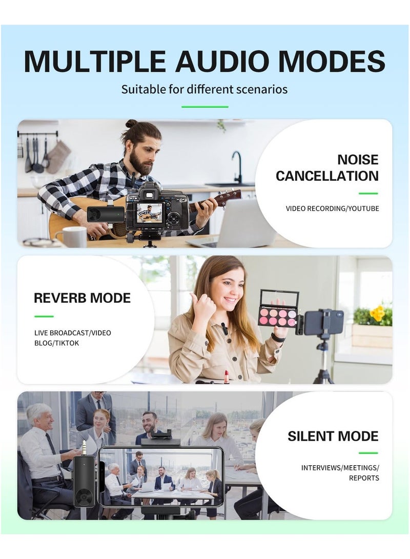 م.ا & ف'س ميكروفون ياقة صغير لاسلكي لأجهزة iPhone وiPad وهواتف Android، ميكروفون ياقة 2 في 1 لتسجيل الفيديو - ميكروفونات مزدوجة مع خاصية تقليل الضوضاء لفيديو YouTube وTiktok وPodcast وVlogging (عبوة من قطعتين) - Image 5