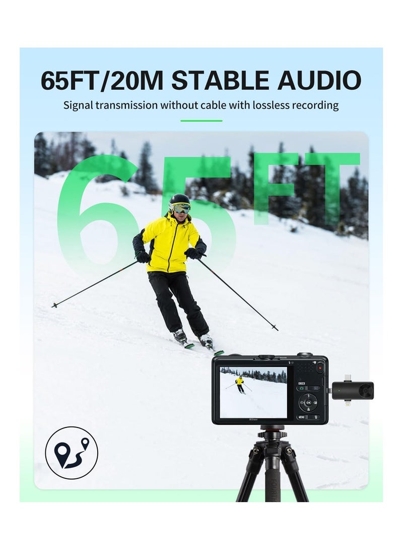 Mini Microphone for iPhone Android Camera iPad USB-C, 4 in 1 Professional Wireless Lavalier Lapel Microphone for Recording, Live Stream, YouTube, Facebook, TikTok, Vlog (2 Pcs)  - Image 3