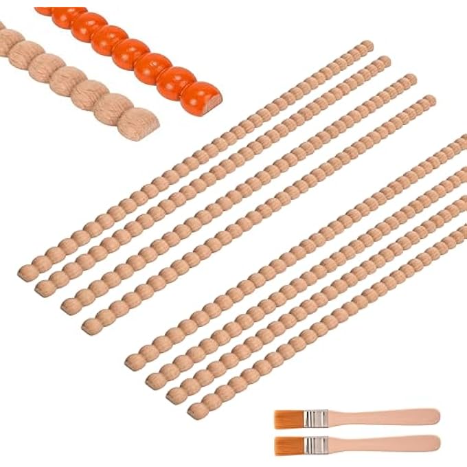 15. 75 INCH UNFINISHED WOOD BEADED TRIM ，CUTE DECORATIVE BEADED WOOD TRIM HLF WODEN BADS TIM MLDING FOR HOME WALL CABINET SHELF WINDOW DOOR (0.79 (20MM) X8PCS) - Image 2