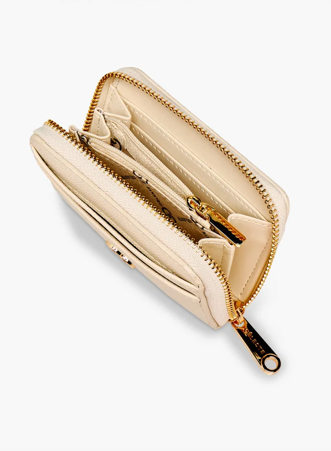 Celeste Textured Wallet with Metal Accent and Zip Closure