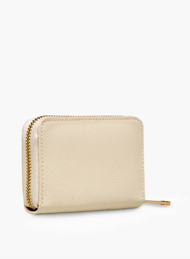 Celeste Textured Wallet with Metal Accent and Zip Closure