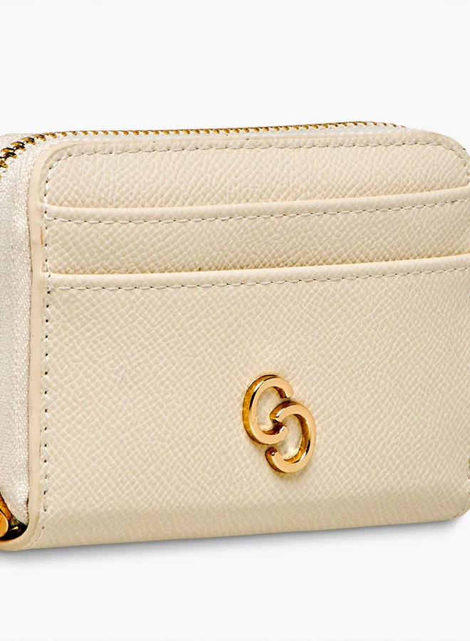 Celeste Textured Wallet with Metal Accent and Zip Closure