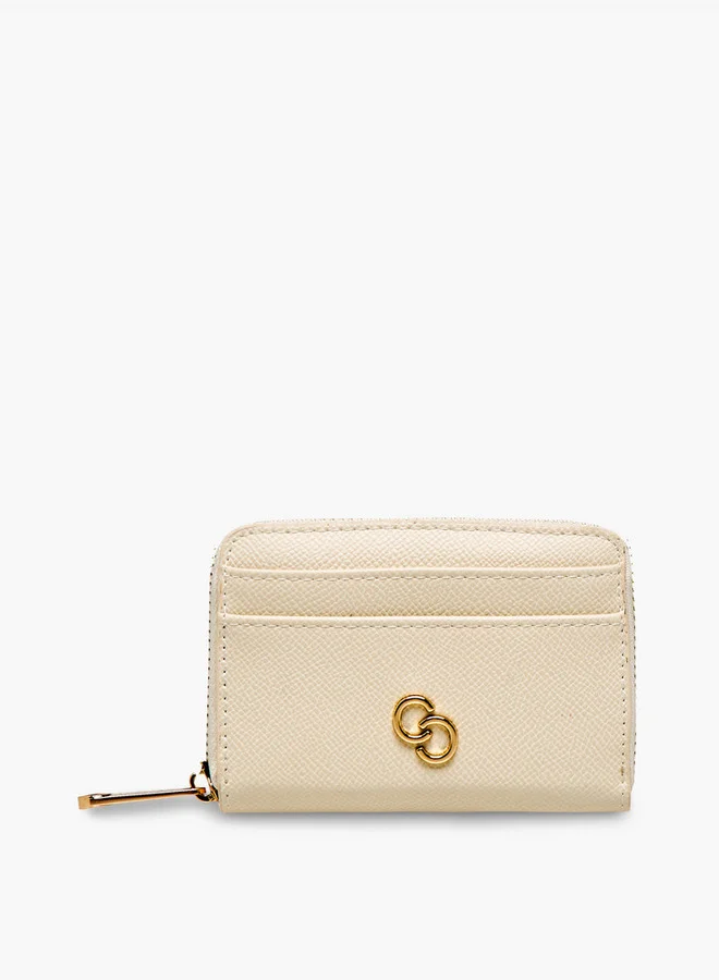 Celeste Textured Wallet with Metal Accent and Zip Closure