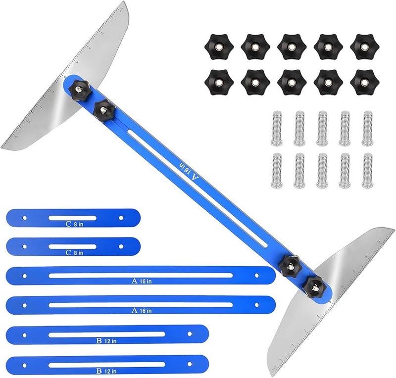 Stair Gauge Template Tool with Adjustable Folding Ruler for Precision Measuring and Drywall Cutting - Image 2