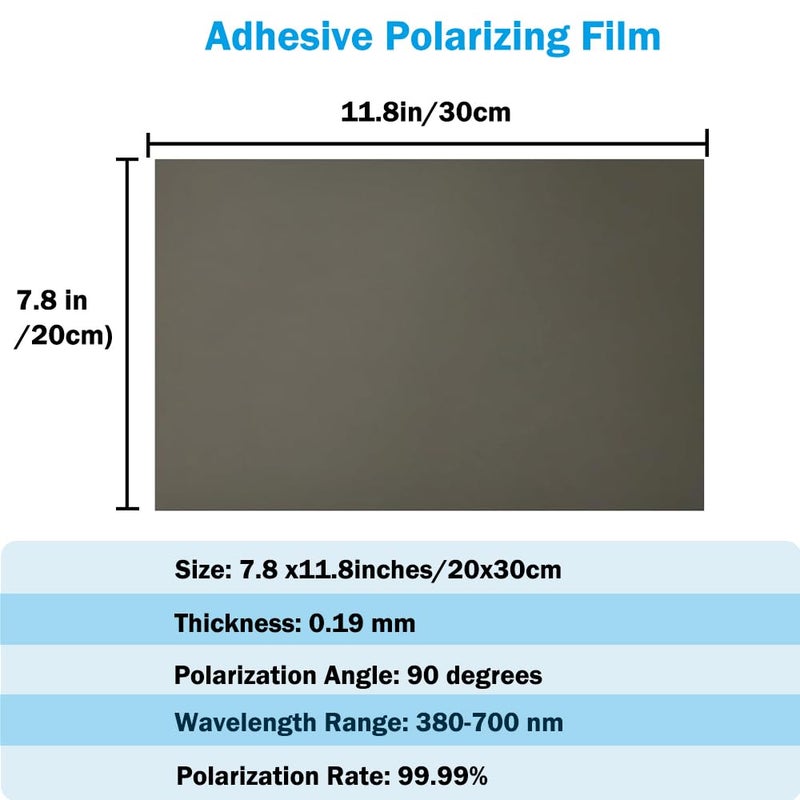 RENIAN Polarized Film Sheets 2 PCS 7.8x11.8inches/20x30cm Adhesive Polarizer Linear Polarizing Filter for Screen Educational Physics - Image 2