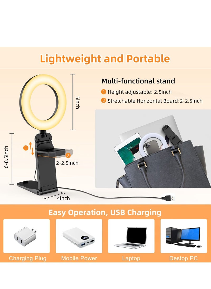 Y&D Ring Light for Computer Laptop Video Conference Lighting kit Zoom Meetings 5" Small Led Selfie Portable with Stand - Image 5