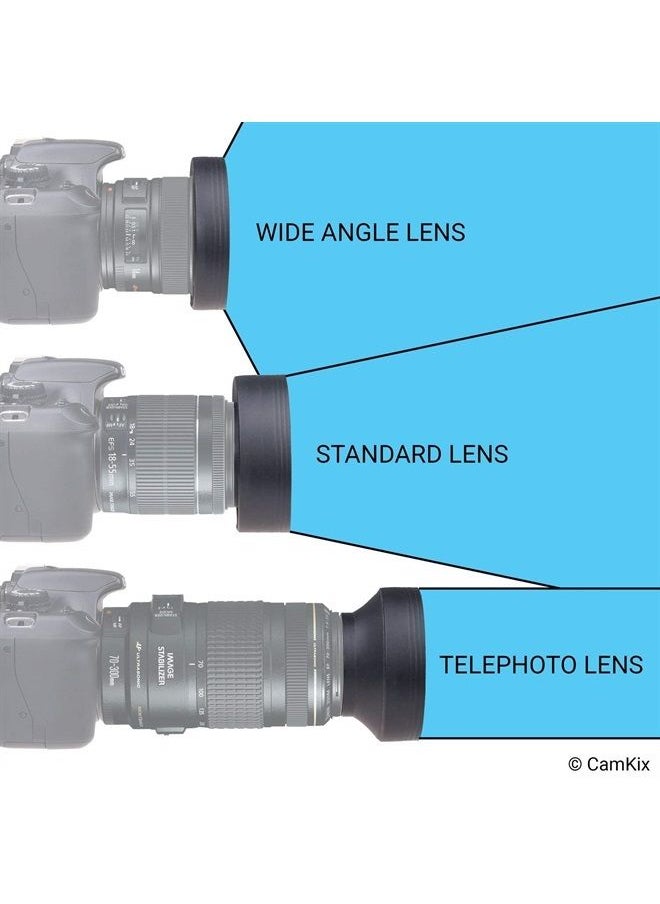 CamKix - 77mm Camera Lens Hood - Rubber - Set of 2 - Collapsible in 3 Steps - Sun Shade/Shield - Reduces Lens Flare and Glare - Blocks Excess Sunlight for Enhanced Photography and Video Footage - Image 1
