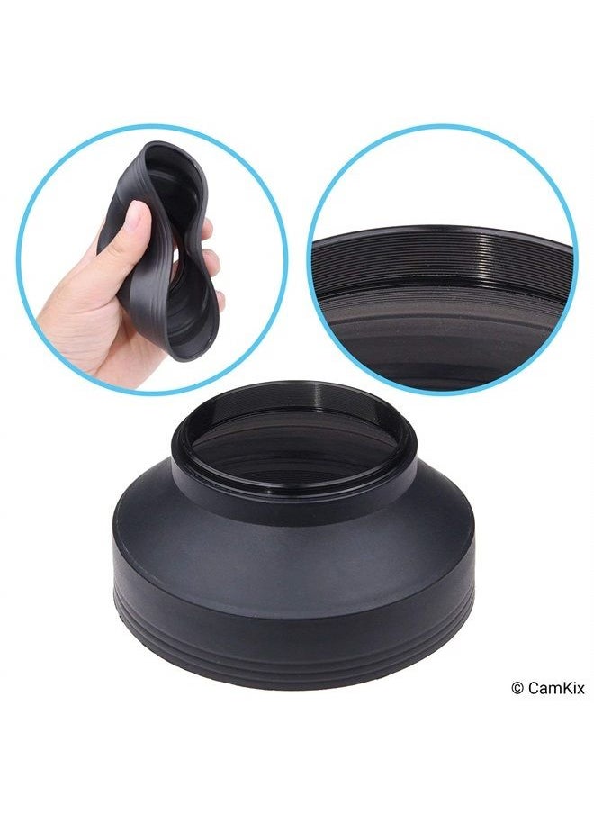 CamKix - 77mm Camera Lens Hood - Rubber - Set of 2 - Collapsible in 3 Steps - Sun Shade/Shield - Reduces Lens Flare and Glare - Blocks Excess Sunlight for Enhanced Photography and Video Footage - Image 1