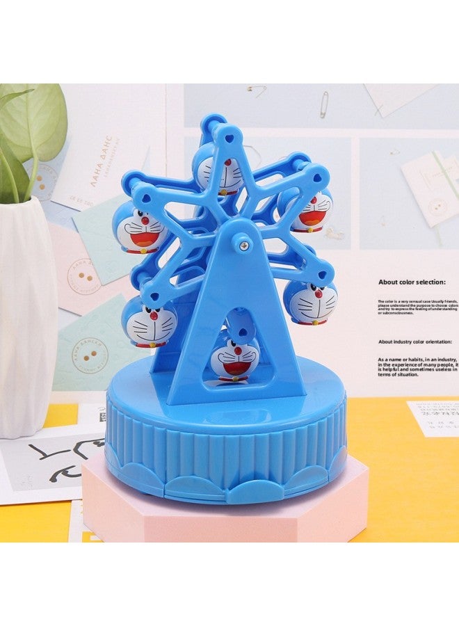 Happy Ferris Wheel Cartoon Music Box Rotating Music Box Decorative Boutique Children's Birthday Cake Ornaments Small Gifts-Color:Doraemon  - Image 1
