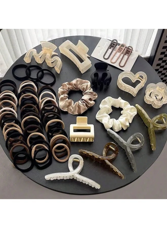 daydayup 65 Pcs Hair Accessories for Women Girls, Hair Claw Clips of Different Sizes and Soft Elastic Hair Ties and Matte Hair Clips for Thick or Thin Hair, Multicolo - Image 1