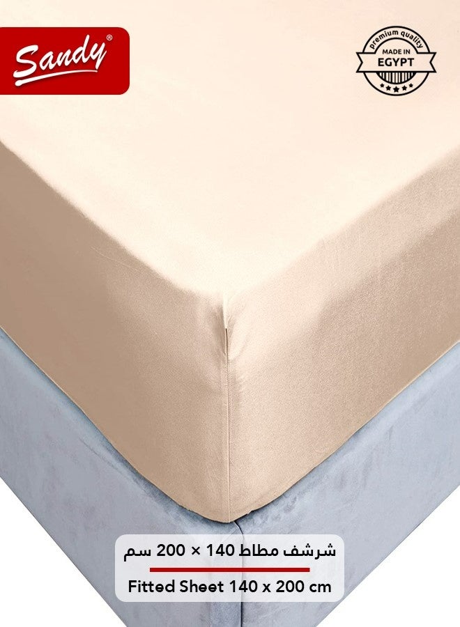 ساندي طقم شراشف سرير ساندي فاخر بجودة الفنادق شرشف مسطح وشرشف مطاط مع أغطية وسائد، طقم من أربعة قطع، شديد النعومة وجيد التهوية وبارد, مقاس نفر ونص دبل (205 × 243 سم & 140 × 200 +30 سم), بيج - Image 5