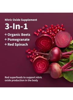 SNAP SUPPLEMENTS Nitric Oxide Organic Beets+Pomegranate+Red Spinach 3 in 1 Circulation Superfood, Cherry-Lime  Flavor - 250g 8.8oz Dietary Supplements  - Image 2