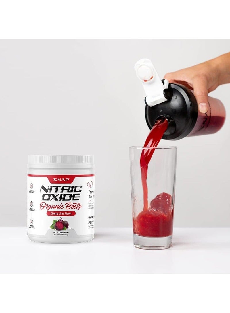 Nitric Oxide + Organic Beets + Pomegranate + Red Spinach Cherry-Lime | 3 In 1 Circulation Superfood, Dietary Supplement Net Wt 8.8 Oz (250G)