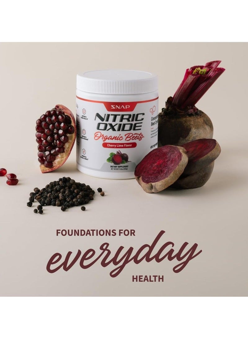 Nitric Oxide + Organic Beets + Pomegranate + Red Spinach Cherry-Lime | 3 In 1 Circulation Superfood, Dietary Supplement Net Wt 8.8 Oz (250G)