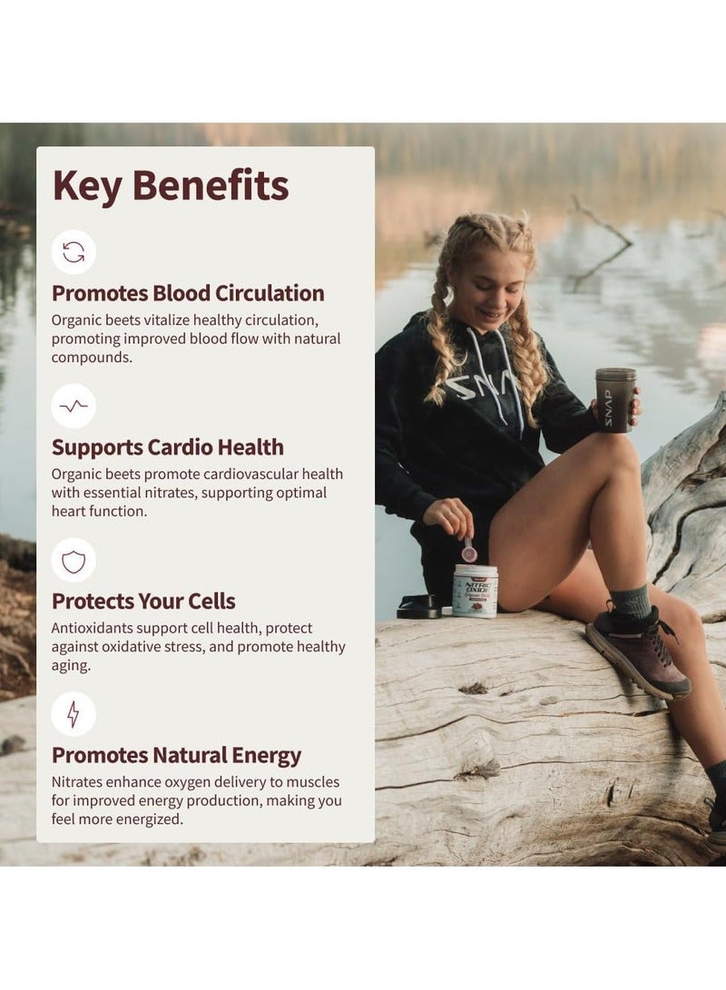سناب للمكملات الغذائية أكسيد النيتريك العضوي بنجر بنكهة الكرز والجير يدعم ضغط الدم وصحة القلب | 250 جرام مكمل غذائي - Image 3