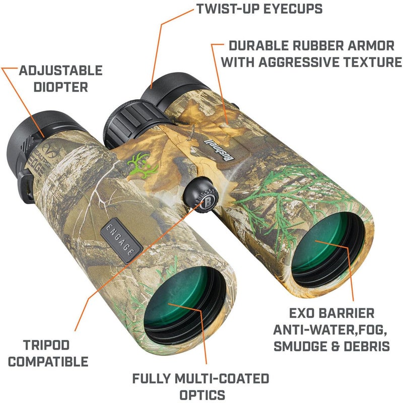 Bushnell Bushnell Engage X 10x42mm Binoculars, IPX7 Waterproof and Lightweight Binoculars for Hunting, Travel, and Camping in Realtree Bone Collector Camo  - Image 5