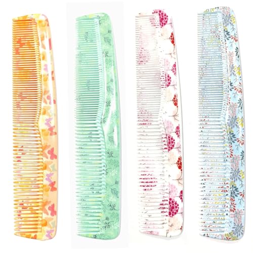 PUTHAK Floral Hair Dressing Big Comb, Family Pack, Hair Comb for Women, Men Printed Dressing Detangling Combo Set ((Combo of 4)) - Image 1