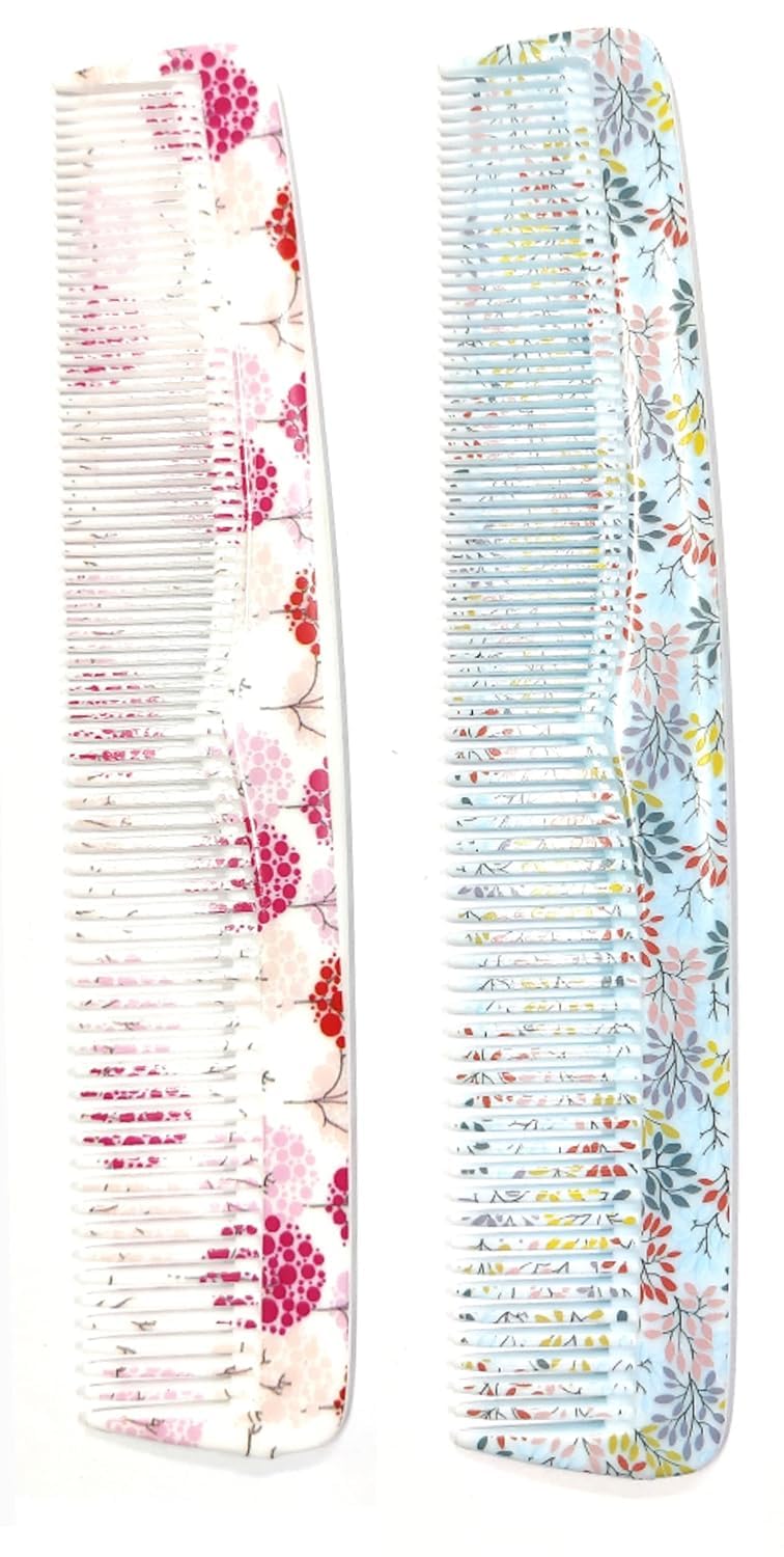 PUTHAK Floral Hair Dressing Big Comb, Family Pack, Hair Comb for Women, Men Printed Dressing Detangling Combo Set ((Combo of 4)) - Image 4