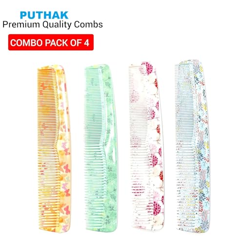 PUTHAK Floral Hair Dressing Big Comb, Family Pack, Hair Comb for Women, Men Printed Dressing Detangling Combo Set ((Combo of 4)) - Image 2