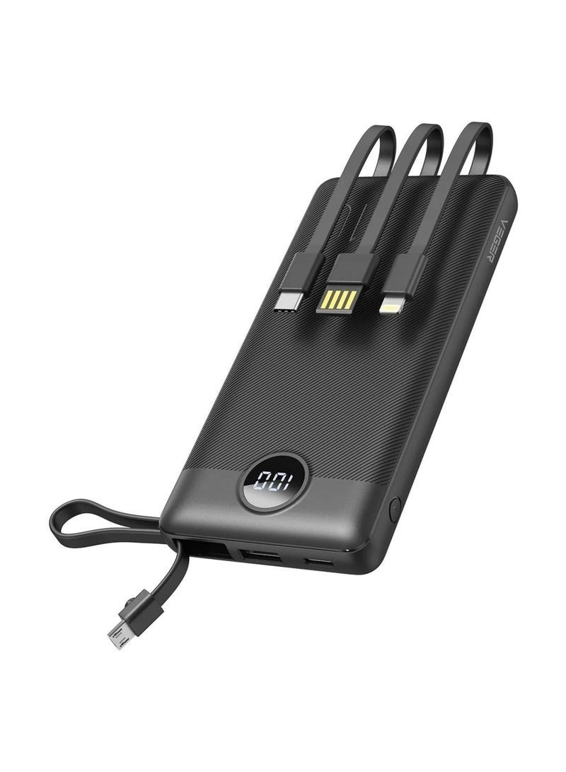 فيجير Portable Charger 20000mAh with Built-in 4 Cables & LED Display – High-Capacity Li-Polymer Power Bank, Fast Charging, Compact Design for Smartphones, Tablets & USB Devices – Travel Friendly - Image 1