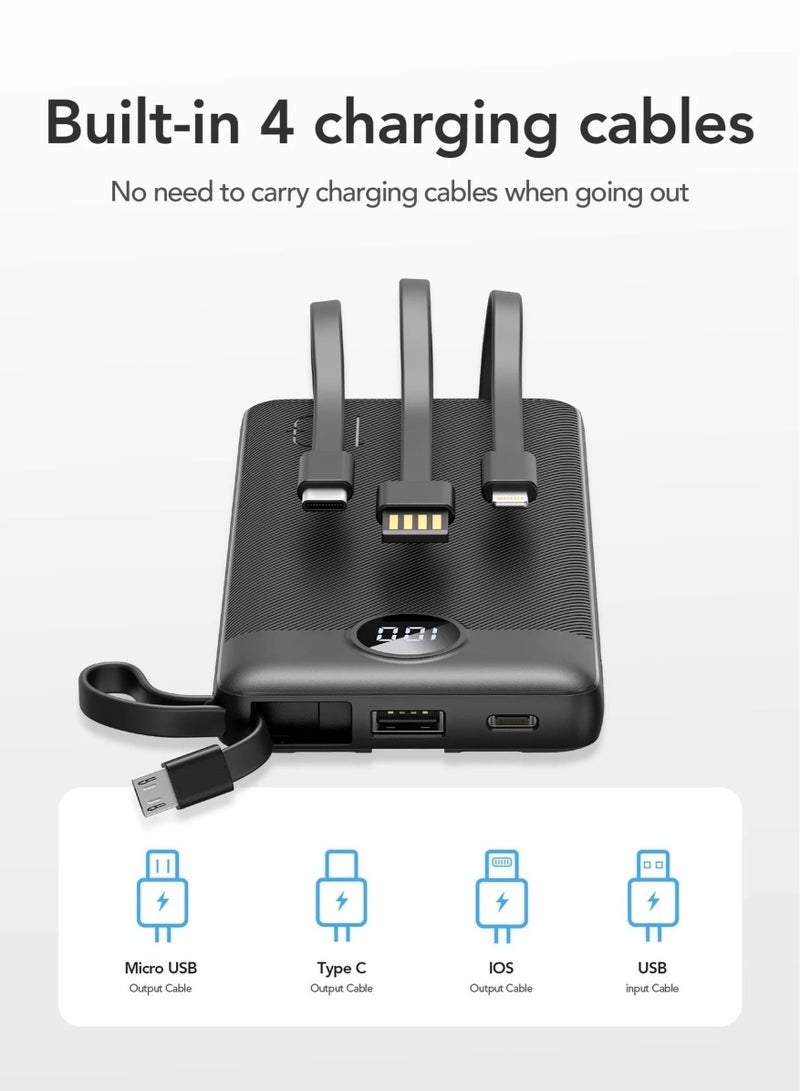 فيجير Portable Charger 20000mAh with Built-in 4 Cables & LED Display – High-Capacity Li-Polymer Power Bank, Fast Charging, Compact Design for Smartphones, Tablets & USB Devices – Travel Friendly - Image 3