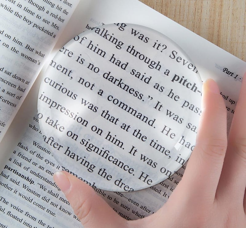 BIJIA 3.2 inch Acrylic Paperweight Magnifier Reading Magnifying Glass - Dome Magnifier/Paperweight Optical Half Ball Lens with White Box(80mm) - Image 1