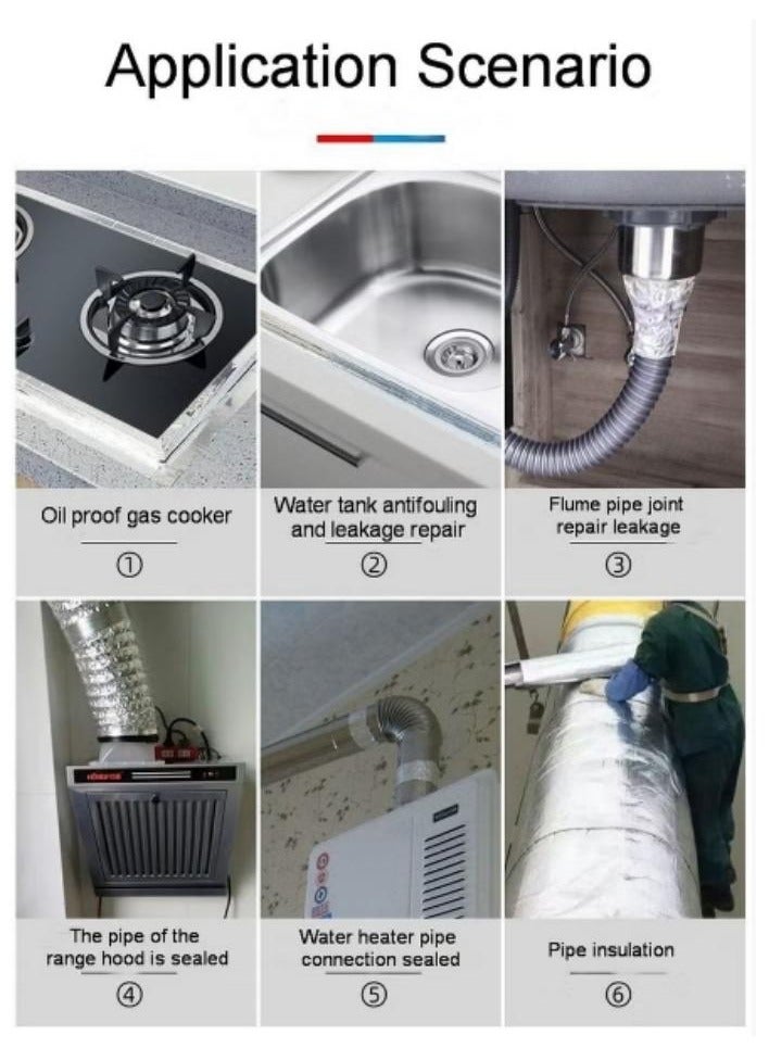 Wide 2 Inch Longth 65 ft Heat Shield Tape Cool Tapes Aluminum Foil Heat Reflective Adhesive Heat Shield Thermal Barrier Foil Tape Self Adhesive Heat Resistant Tape for Hose Kitchen insulation and Auto - Image 4