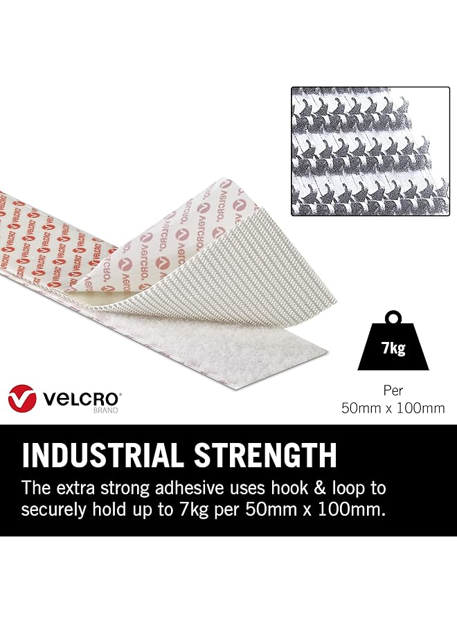 VELCRO Brand Heavy Duty Stick On White Tape 50Mm X 1M Hook And Loop Tape Self Adhesive Strips Fastener Roll Industrial Extra Strong Double Sided Tape Heavy Duty Perfect For Home Office And Garage  - Image 2