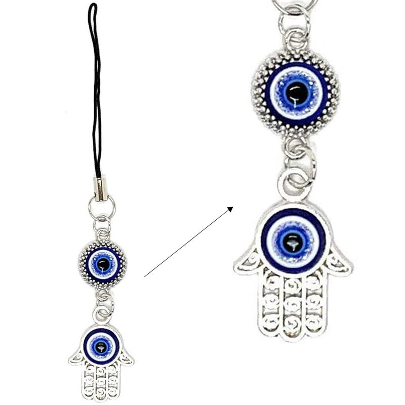 LUCKBOOSTIUM Hamsa Hand Evil Eye Keychain with Crystal Rhinestones - Protection & Good Luck Charm Keychain, Rear View Mirror Accessories, Evil Eye Wall Decor and Bag Charms (Silver & Ball Chain) - Image 1