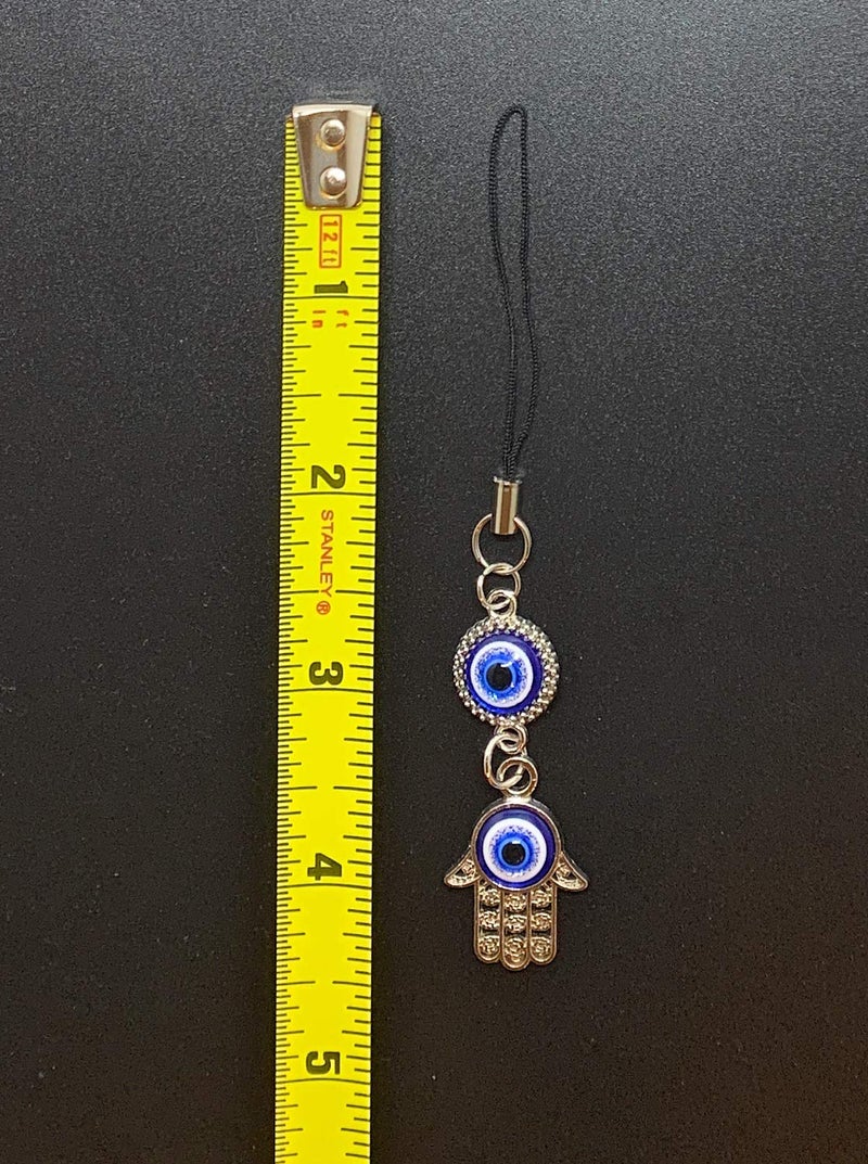 LUCKBOOSTIUM Hamsa Hand Evil Eye Keychain with Crystal Rhinestones - Protection & Good Luck Charm Keychain, Rear View Mirror Accessories, Evil Eye Wall Decor and Bag Charms (Silver & Ball Chain) - Image 2