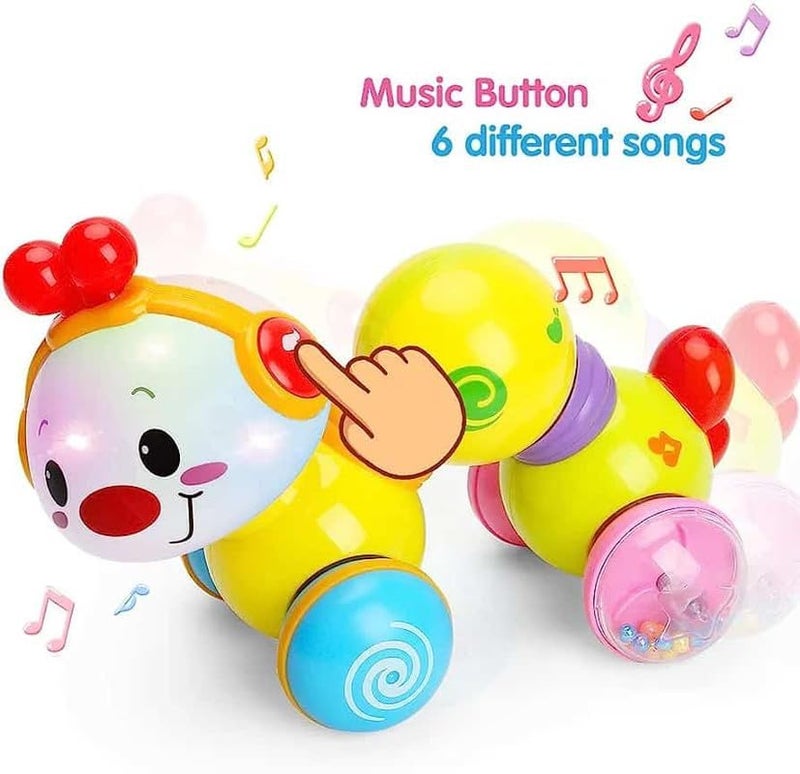 MOROVIK Plastic, Toddler Baby Toys 6 Months Plus - Crawling Cute Caterpillar Toys For 1 Year Old With Music & Light, Press & Go Baby Toys1St Birthday Gifts Boys,Multicolor 01 (Cute Caterpillar) - Image 3