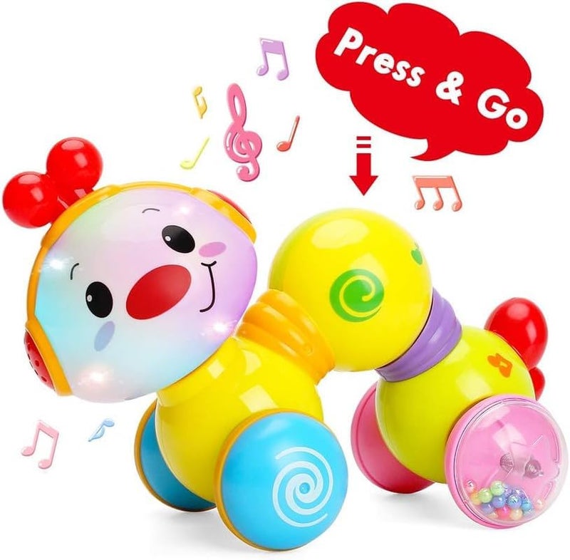MOROVIK Plastic, Toddler Baby Toys 6 Months Plus - Crawling Cute Caterpillar Toys For 1 Year Old With Music & Light, Press & Go Baby Toys1St Birthday Gifts Boys,Multicolor 01 (Cute Caterpillar) - Image 2