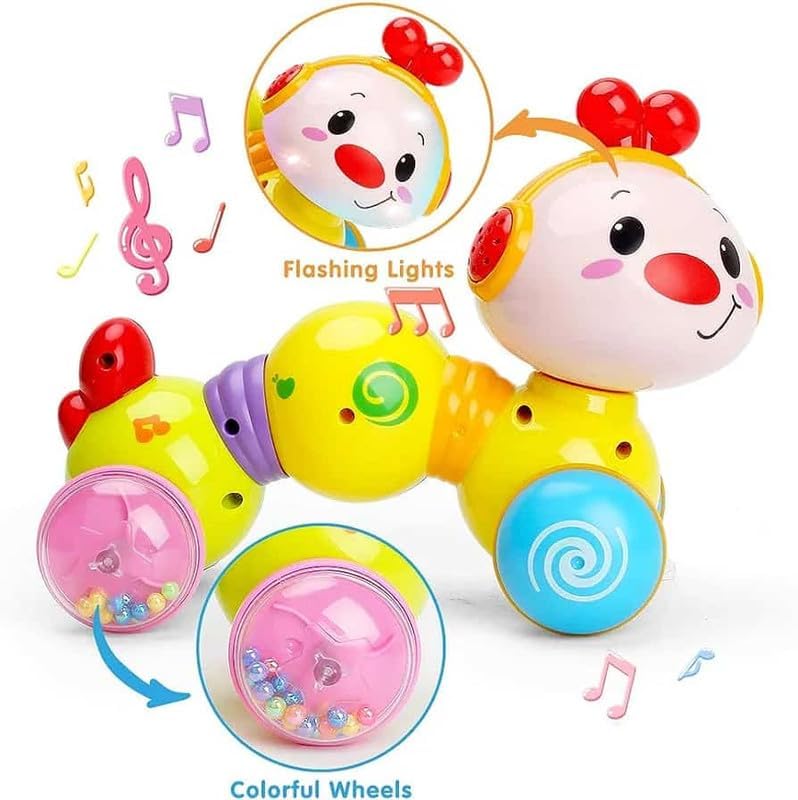 MOROVIK Plastic, Toddler Baby Toys 6 Months Plus - Crawling Cute Caterpillar Toys For 1 Year Old With Music & Light, Press & Go Baby Toys1St Birthday Gifts Boys,Multicolor 01 (Cute Caterpillar) - Image 5