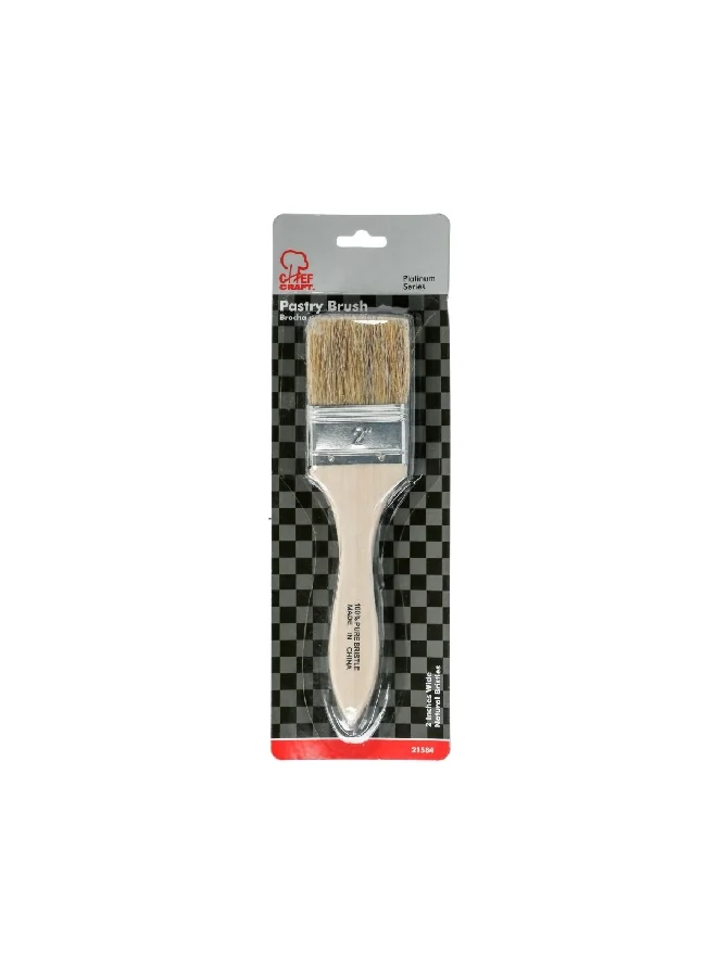 Chef Craft Pure Natural Bristles Wooden Handle Pastry Brush Beige and Brown 2 Inch 21584