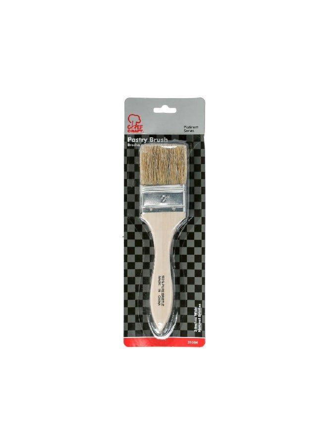 Chef Craft Pure Natural Bristles Wooden Handle Pastry Brush Beige and Brown 2 Inch 21584 - Image 1