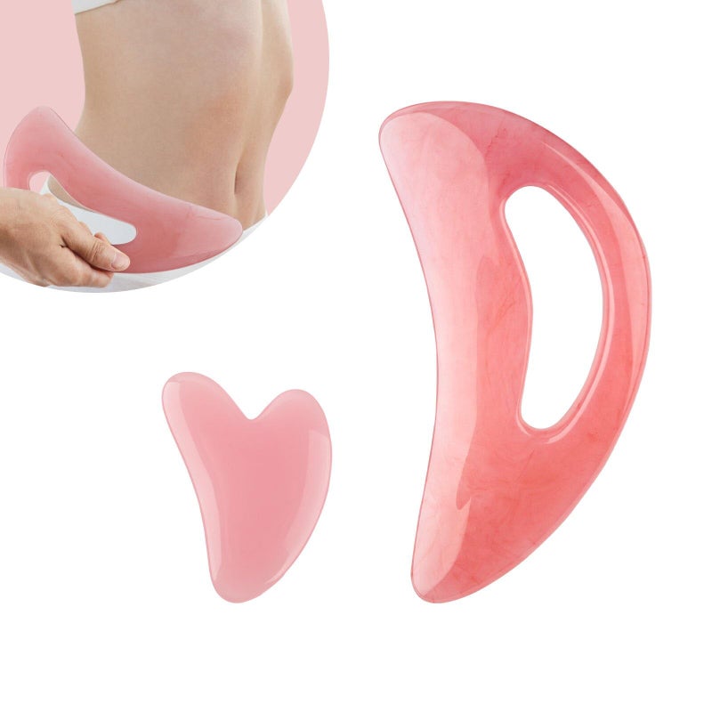 FDKJEJC Body Gua Sha Tool Cellulite Guasha Tool for Body Large Body Massage Tools Natural Resin Lymphatic Drainage Tool Guasha Tool for FaceBack Legs Womens Body Shaping Tools Pink