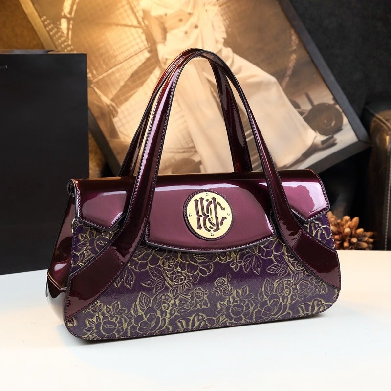 Mother Bright Leather Women'S Bag Cowhide Handbag Women'S High-End Sense Niche Handmade Bag New Arrival Single Shoulder Bride Wedding Bag - Image 1