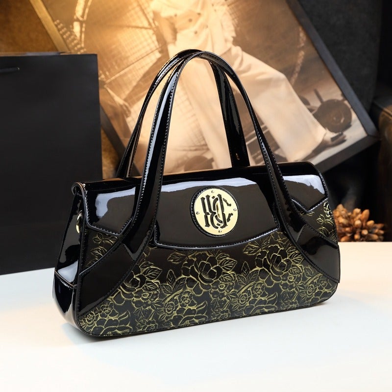 Mother Bright Leather Women'S Bag Cowhide Handbag Women'S High-End Sense Niche Handmade Bag New Arrival Single Shoulder Bride Wedding Bag - Image 4