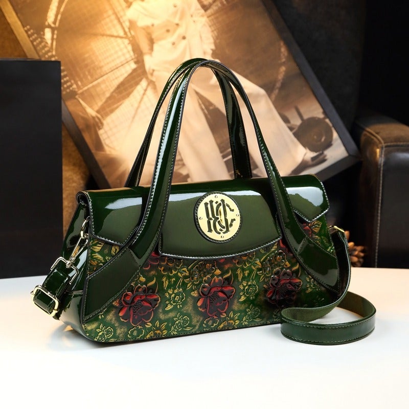 Mother Bright Leather Women'S Bag Cowhide Handbag Women'S High-End Sense Niche Handmade Bag New Arrival Single Shoulder Bride Wedding Bag - Image 3