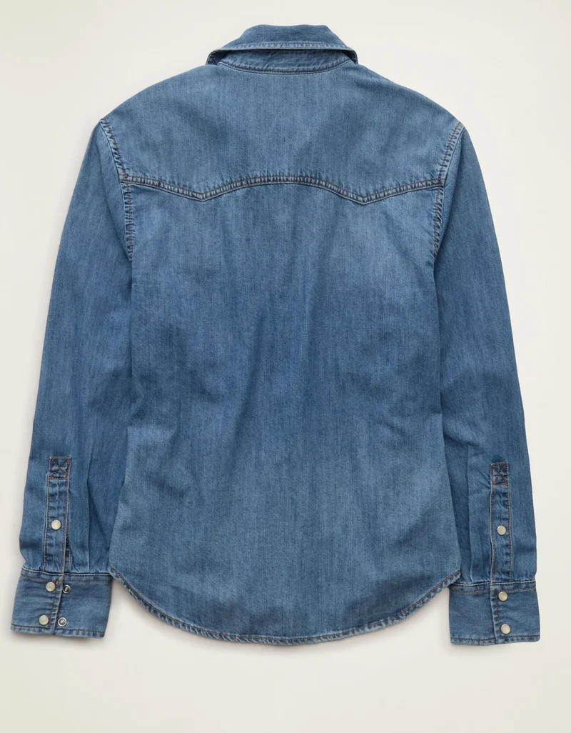 American Eagle  AE Throwback Denim Button-Up Shirt for Women | Best Price UAE