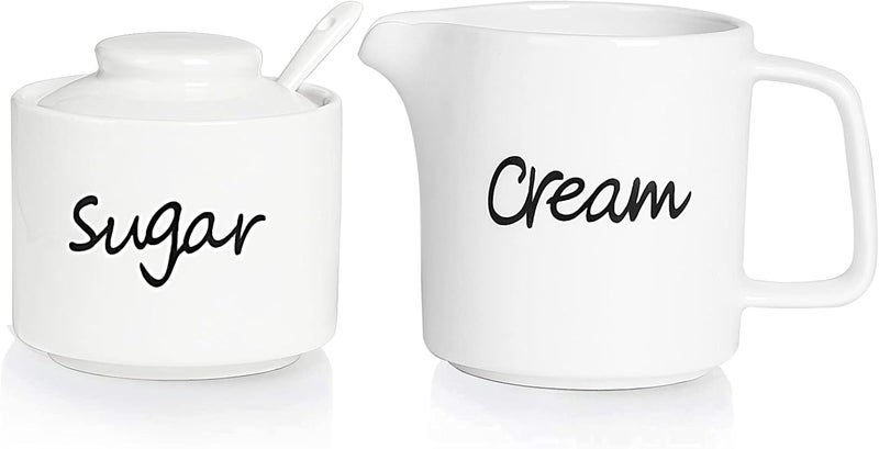 ONTUBE Porcelain Sugar bowl and Creamer Set of 3,White - Image 1