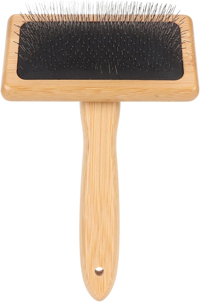 Fockety Sheepskin Wool Brush, Sheepskin Wool Wire Brush with Hole Air Bag Cushion, Macrame Slicker Comb Pet Slicker Brush with Wood Handle for Grooming, Removing Shedding and Dirt (L) - Image 1