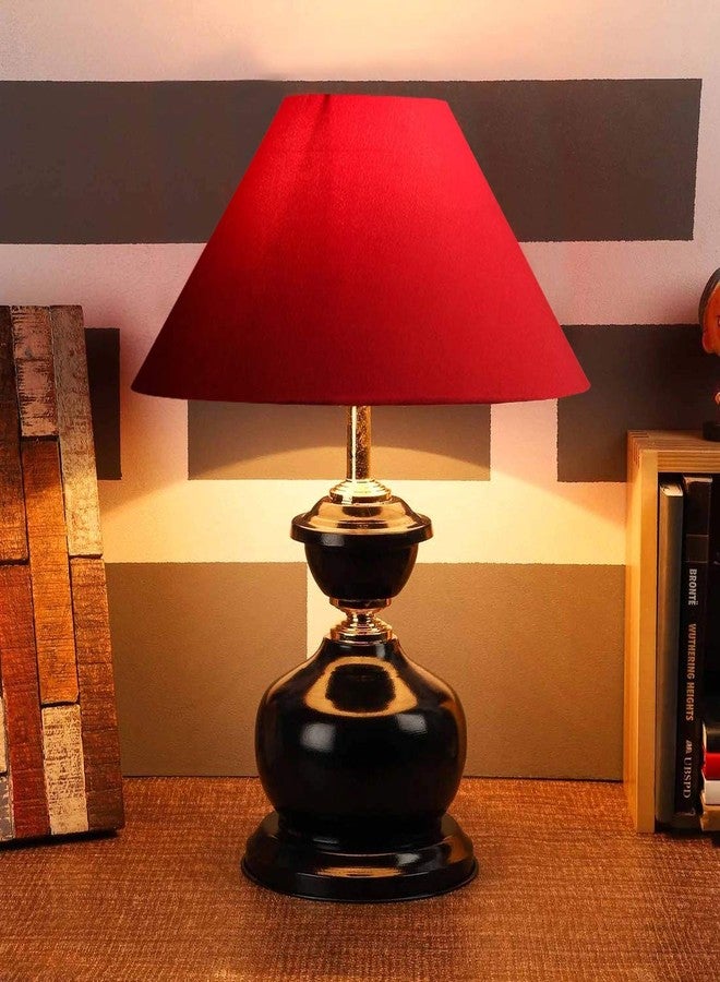 Improvhome مصباح طاولة جميل من إمبوفهوم بغطاء أحمر لغرفة النوم وغرفة المعيشة - Image 1