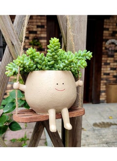 Resin Hanging Planter Pot, Rustic Succulent Plant Holder,With Smiling Face Design,Swing Base, Outdoor Garden Indoor Home Decor - pzsku/ZF82CFACEC14B2C0B91BBZ/45/_/1739590587/162515db-694b-4f75-a36f-e086b36df4b0