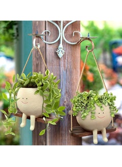 Resin Hanging Planter Pot, Rustic Succulent Plant Holder,With Smiling Face Design,Swing Base, Outdoor Garden Indoor Home Decor - pzsku/ZF82CFACEC14B2C0B91BBZ/45/_/1739590638/07a2ff33-7d32-441a-bc5f-53e8928b99d6