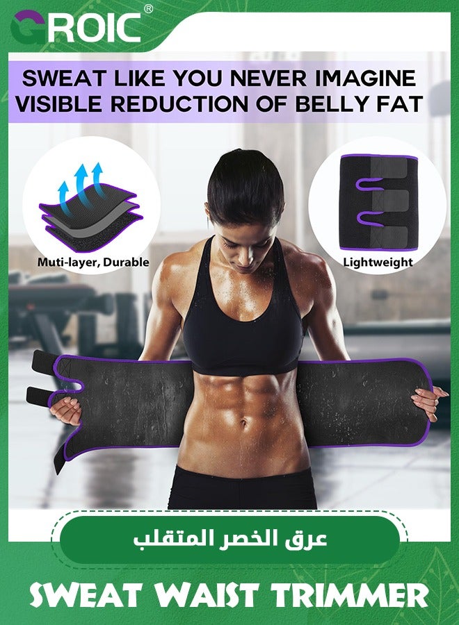 GROIC Sweat Band Waist Trainer, Sweat Steam Waist Belt, Sweat Belt for Weight Loss, Stomach Wraps, Waist Trimmer with Pocket, Sauna Suit Slimming Waist Belly Belt Band, Sports Gym Home Waist Trainer - Image 3