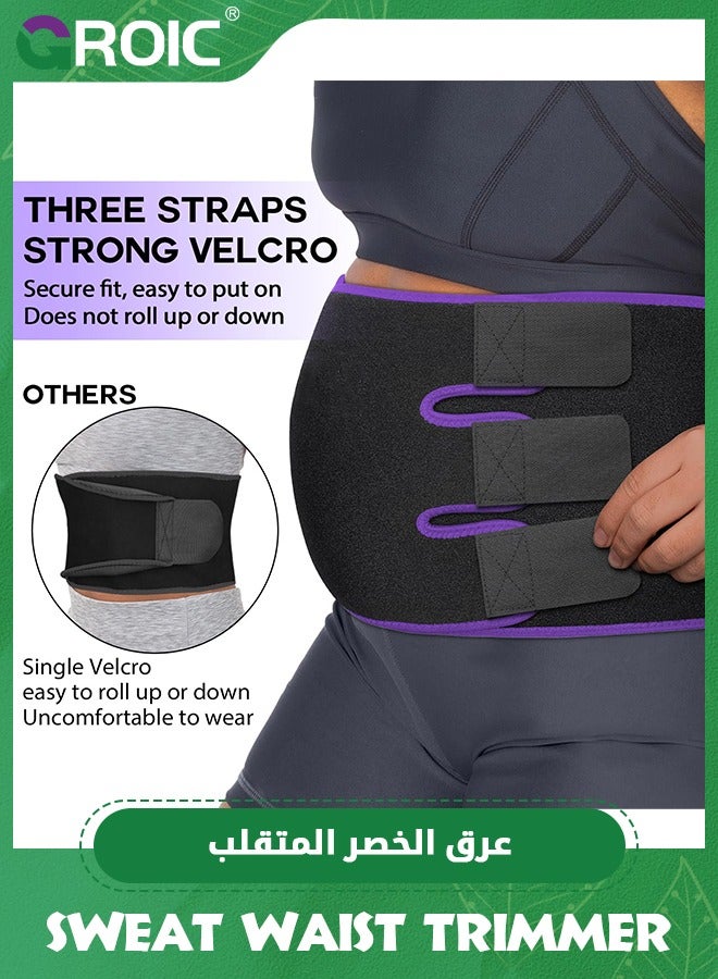 GROIC Sweat Band Waist Trainer, Sweat Steam Waist Belt, Sweat Belt for Weight Loss, Stomach Wraps, Waist Trimmer with Pocket, Sauna Suit Slimming Waist Belly Belt Band, Sports Gym Home Waist Trainer - Image 4