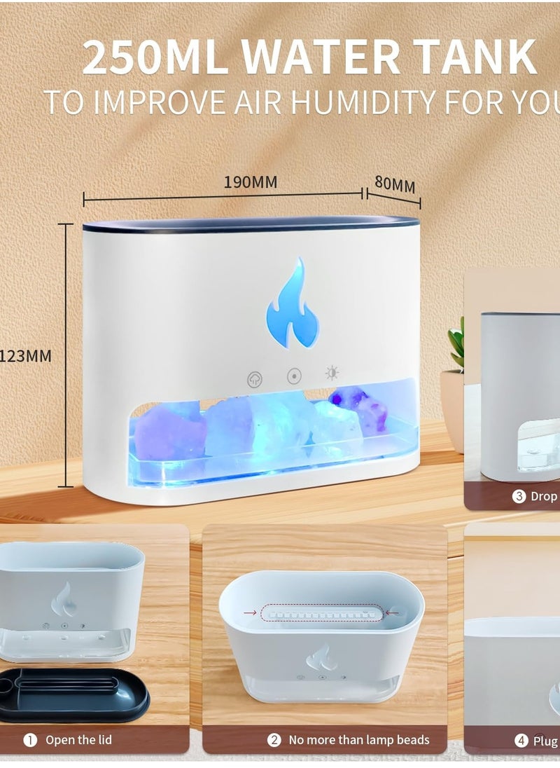 Denx - DENX Humidifier Air freshener diffuser, Fire style humidifier, Himalayan Salt Flame Effect Diffuser for Signature Lighting, Electric Flame Aroma Diffuser, Steam Air Freshener With a Capacity of 250 ml For Purification, DX2510 - Image 1
