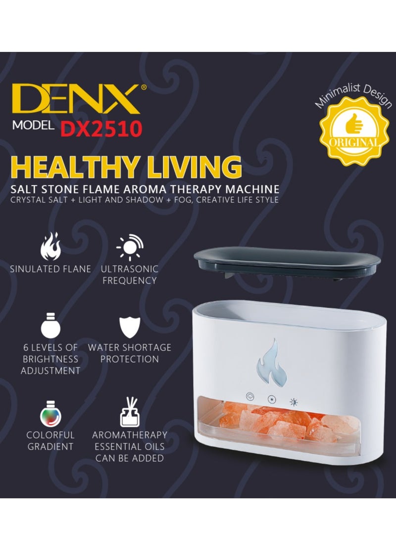 Denx - DENX Humidifier Air freshener diffuser, Fire style humidifier, Himalayan Salt Flame Effect Diffuser for Signature Lighting, Electric Flame Aroma Diffuser, Steam Air Freshener With a Capacity of 250 ml For Purification, DX2510 - Image 1