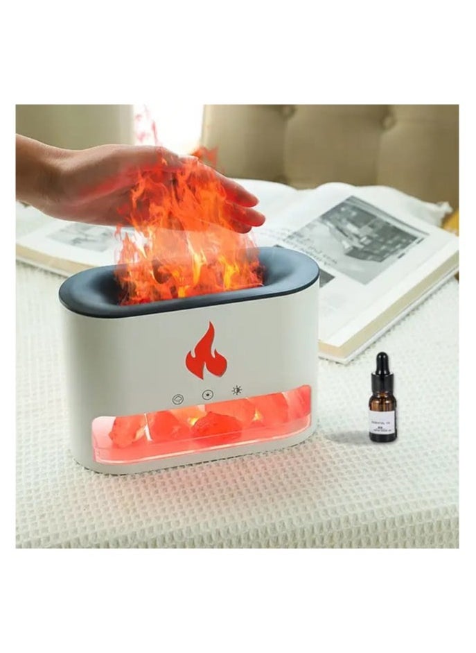 Denx - DENX Humidifier Air freshener diffuser, Fire style humidifier, Himalayan Salt Flame Effect Diffuser for Signature Lighting, Electric Flame Aroma Diffuser, Steam Air Freshener With a Capacity of 250 ml For Purification, DX2510 - Image 1